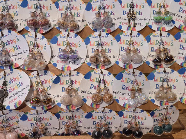 Earring bottles of sand/glitter