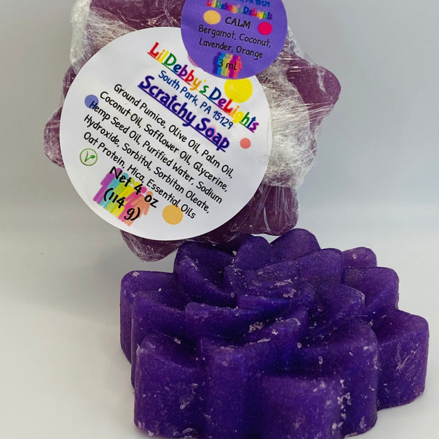 Scratchy soap. Vegan glycerin soap with ground pumice.