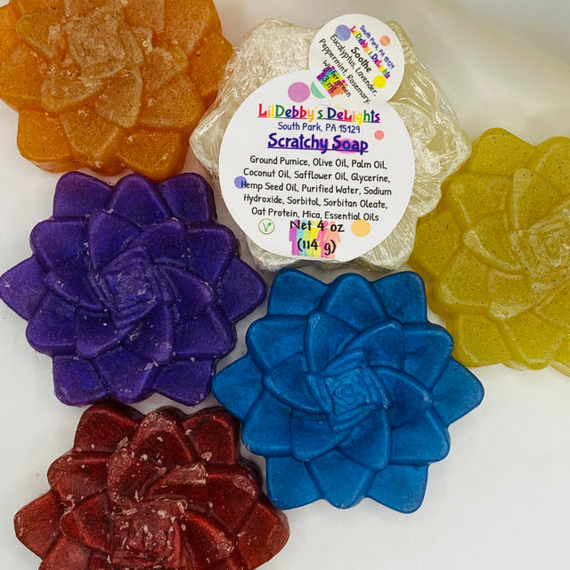 Scratchy soap. Vegan glycerin soap with ground pumice.