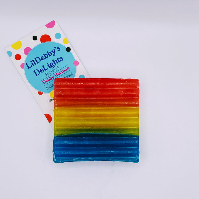 Pansexual PRIDE! flag colored vegan bar soap.