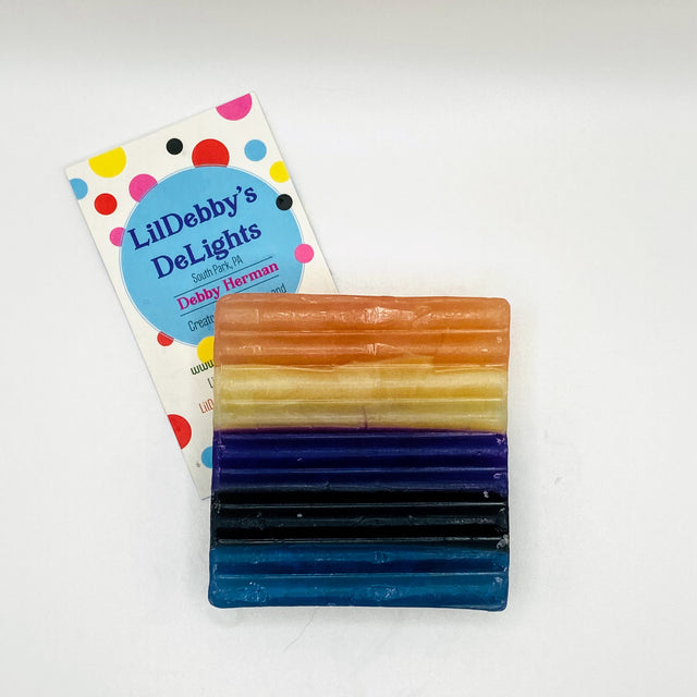 Agender PRIDE! colored vegan bar soap.