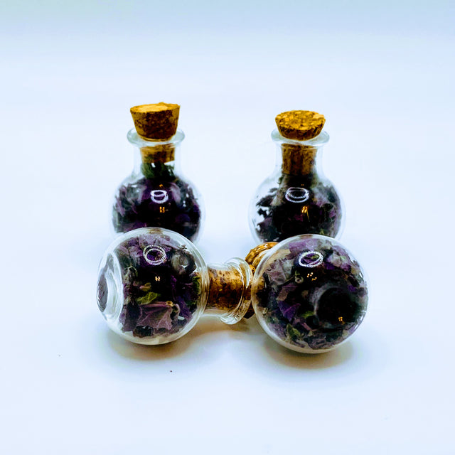 Bottle of dried mint leaves.