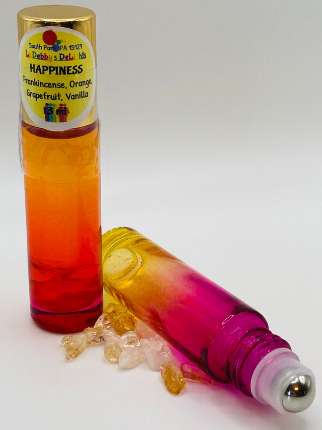 Soulful Scents. Essential Oil Roller blends infused with polished stones.