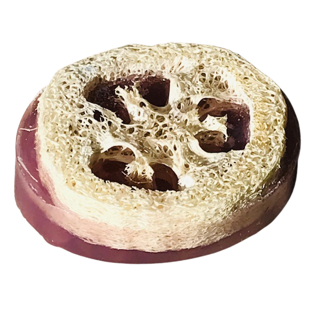 Loofah massage soap. Vegan glycerin based bar, 4 oz.
