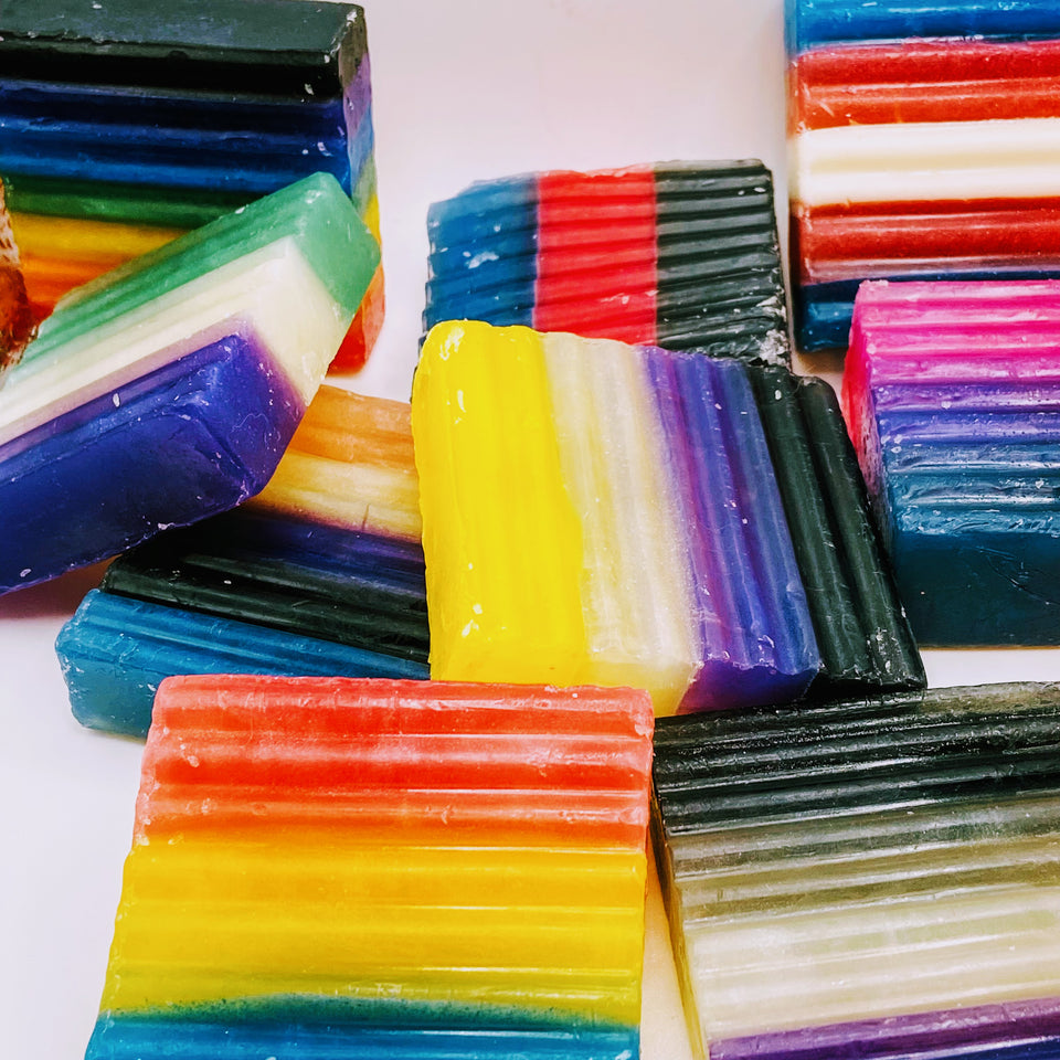 Bisexual PRIDE! colored vegan bar soap.