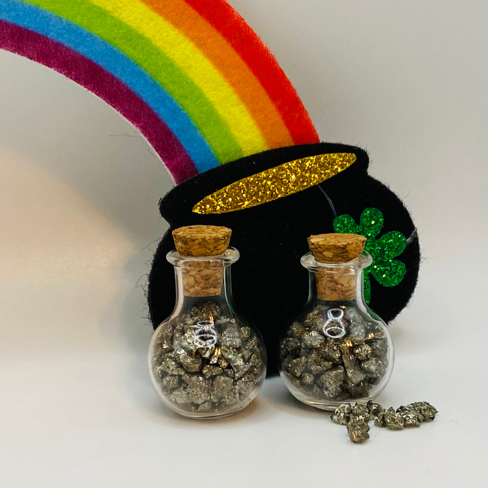 Pot of (fool's) Gold. Pyrite in a bottle for decorating.
