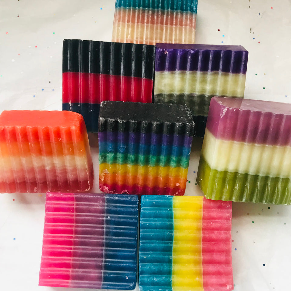 Asexual PRIDE! colored vegan bar soap.
